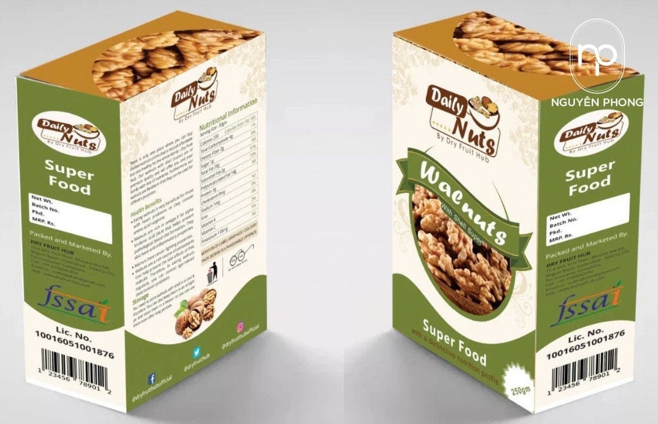 Mẫu logo ngũ cốc in trên hộp giấy